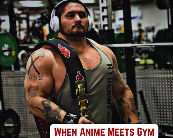 Akastuki lifting belt on display, inspired by Naruto.