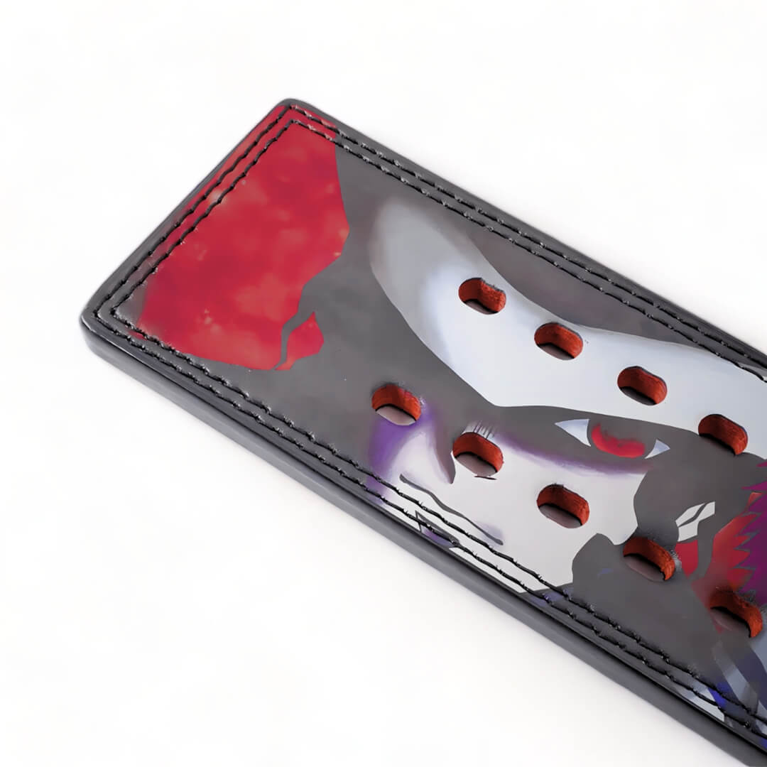 Close up of printed leather showcasing Muzan