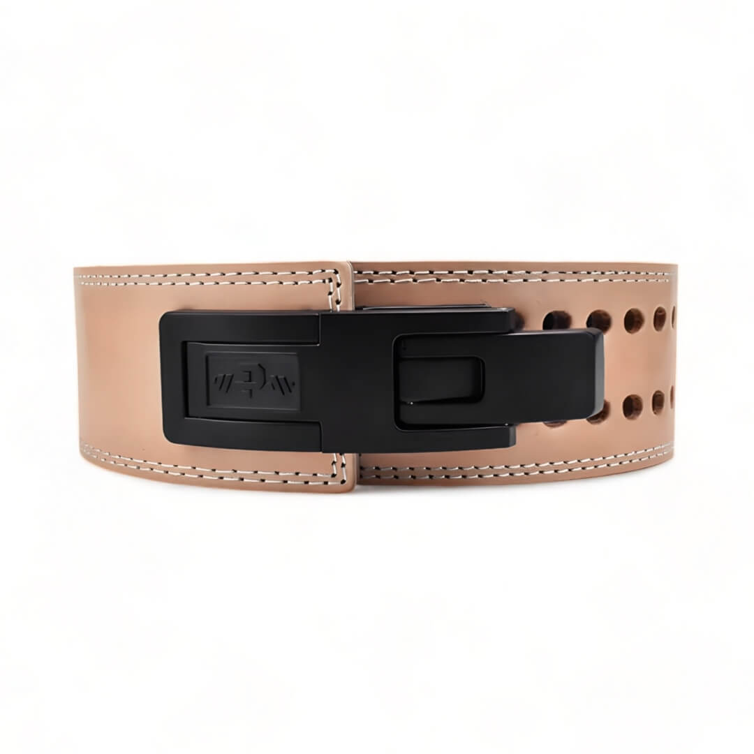Main image for Sandstorm Lever Belt. Tan leather weightlifting belt for powerlifting. USAPL approved.