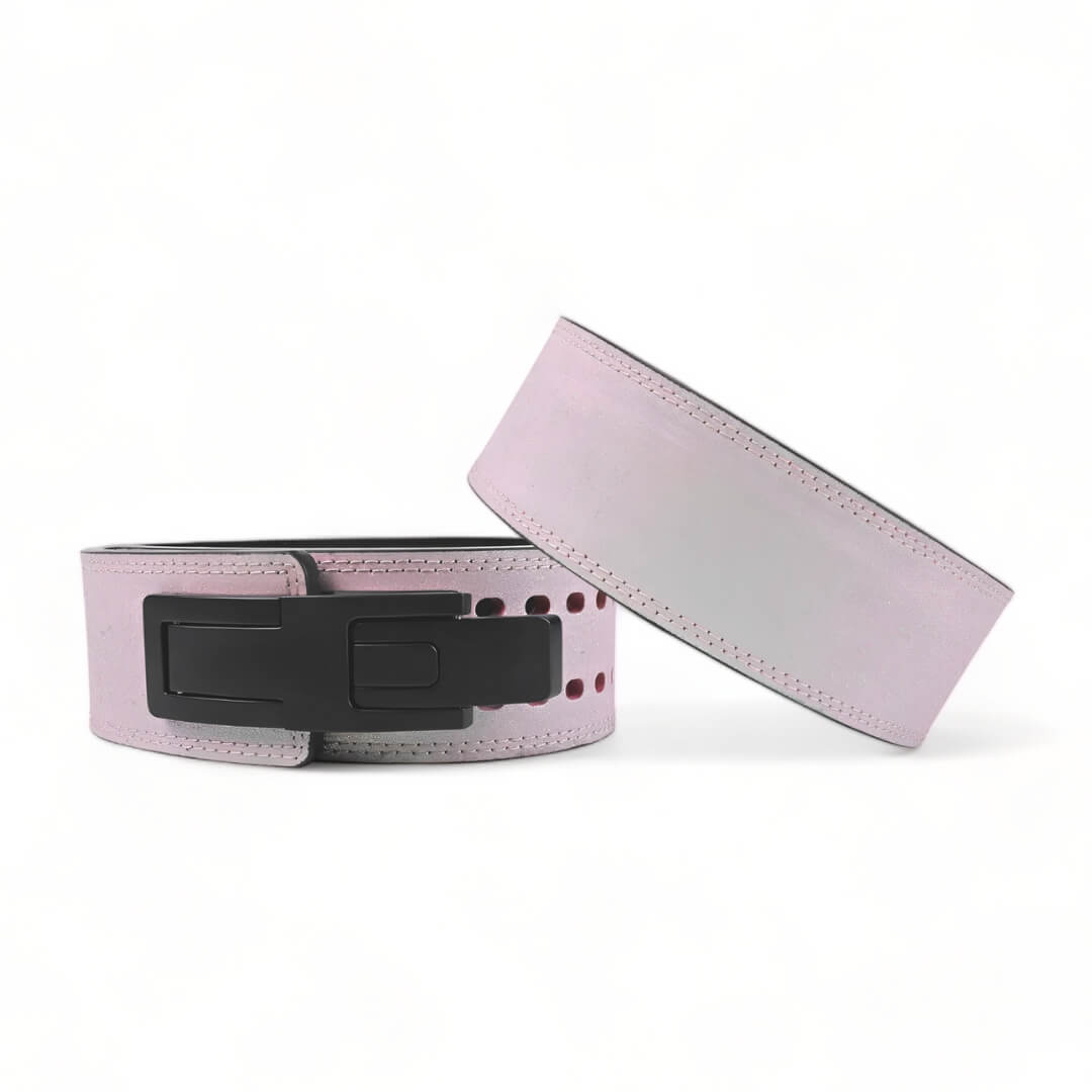 Pink leather weightlifting belt. USAPL Approved lever belt for powerlifting