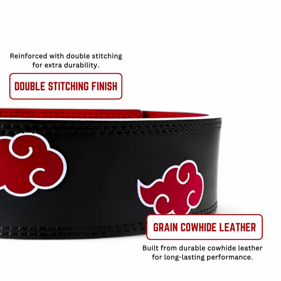 Showcasing Akatsuki lifting belt | Anime lifting belt with leather with double stitching