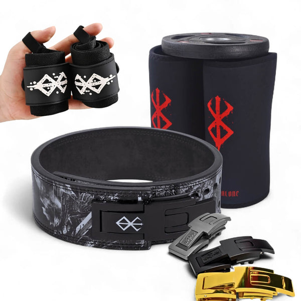 Berserk Powerlifting Belt set | Anime Knee Sleeves | Berserk wrist wraps