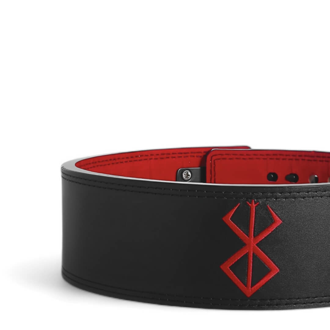 Close up of Berserk Sacrifice Anime weightlifting lever belt