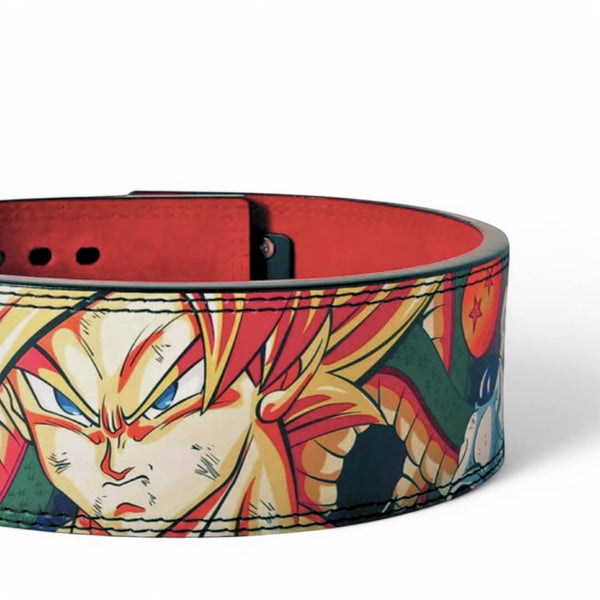 Closed up view of for Dragonball Z Lifting Belt | DBZ Anime powerlifting belt