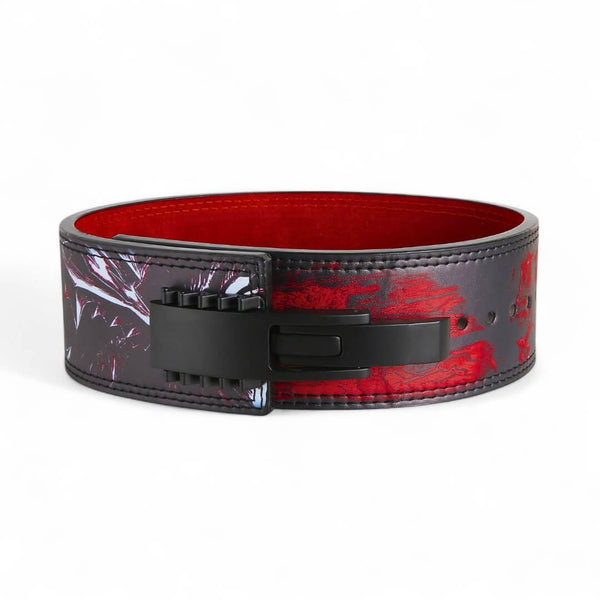 Front view of Baki Anime Powerlifting Belt on display from Akinci Strength