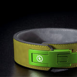 Close up for emerald green lever belt