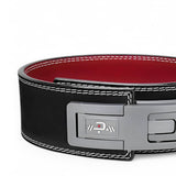 Close up image of suede weightlifting belt for powerlifting. USAPL approved lever belt.