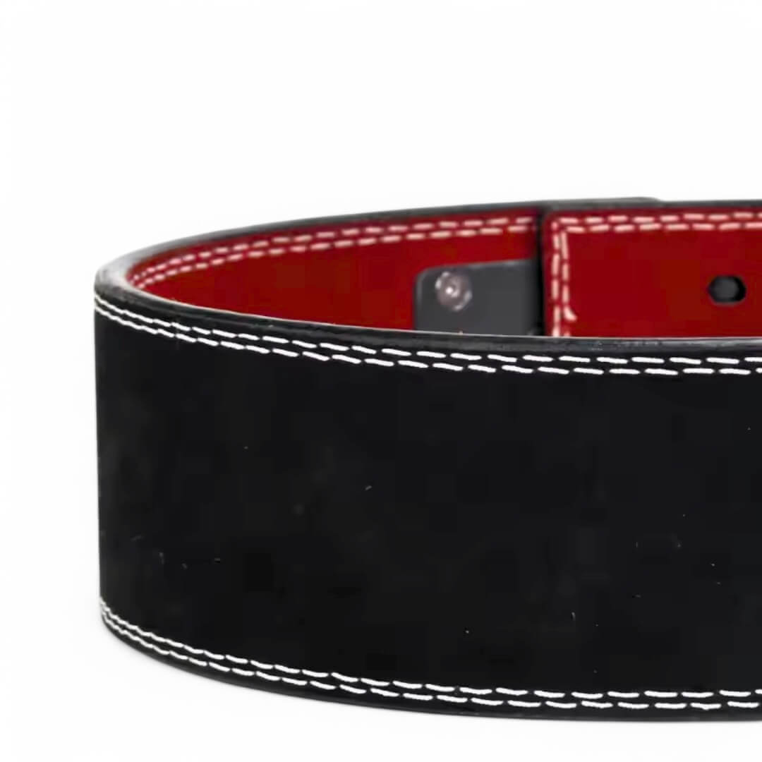 Close up of black suede exterior.