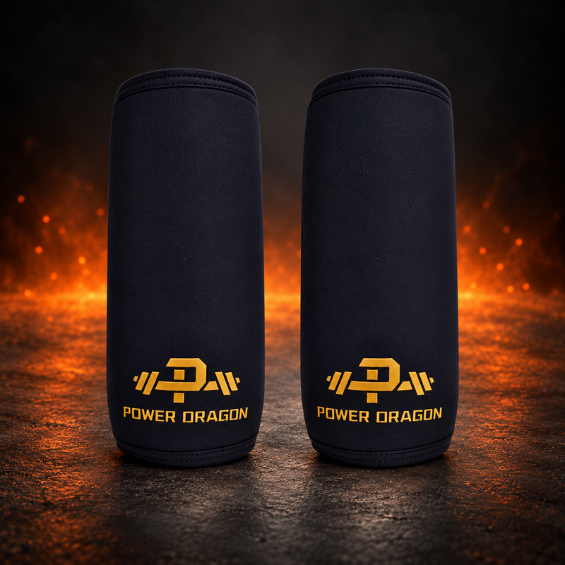 Pair of black Power Dragon elbow sleeves, perfect for enhancing performance and reducing injury.