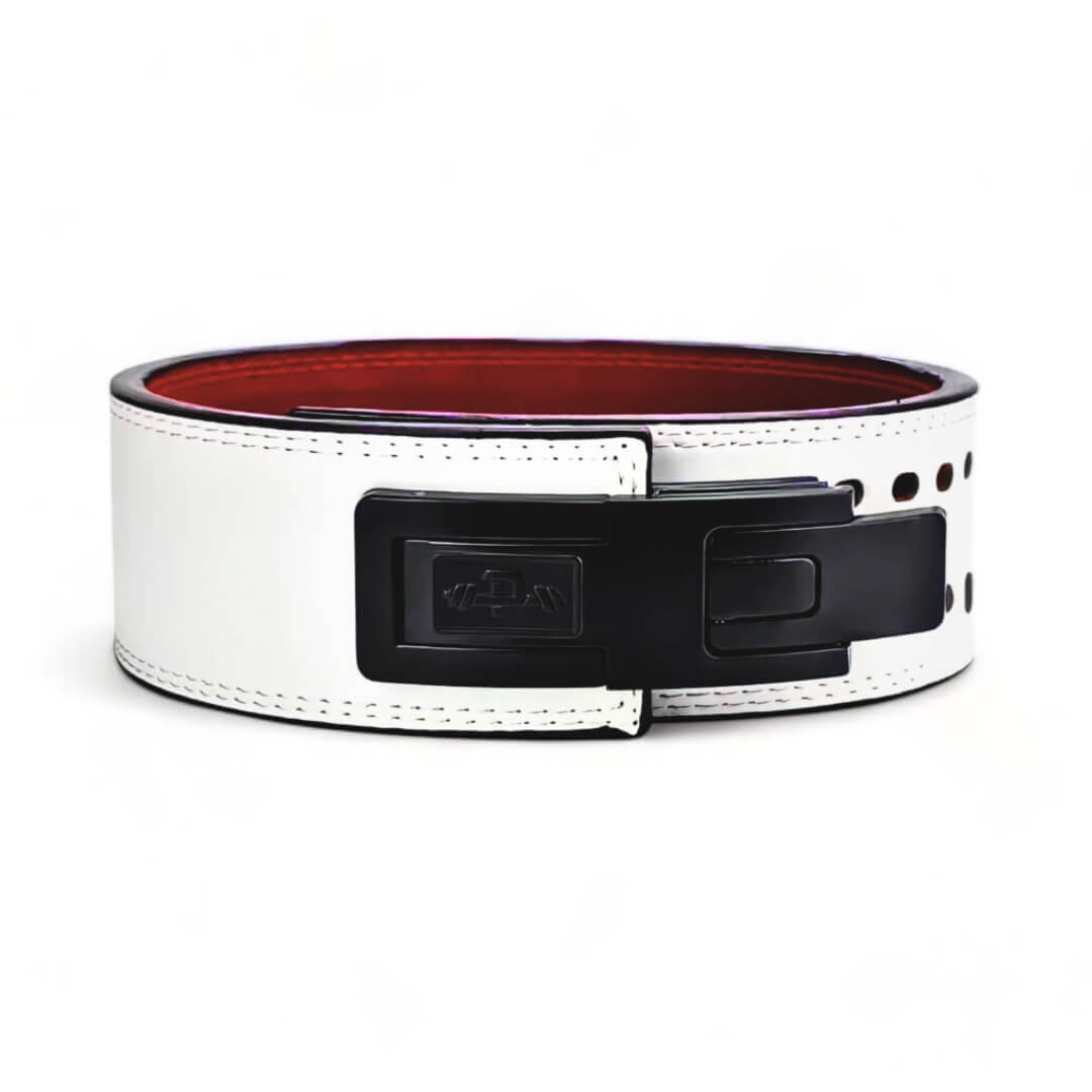 Main image for Black Ice Lever Belt. USAPL Approved white leather weightlifting belt for powerlifting