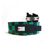 Complete set of Tanjiro-inspired Ichimatsu weightlifting belt and Hanafuda wrist wraps, ideal for powerlifting and strength training.