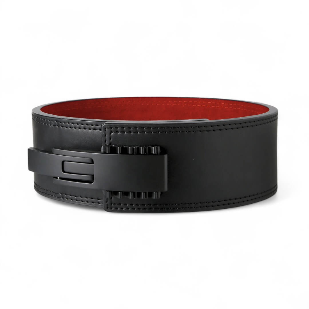 Side view for Khan Lever Belt (Black) | Leather weightlifting belt | USAPL & USPA Approved