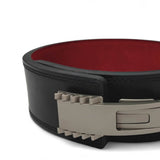 Close up view of Khan Lever Belt | Leather weightlifting belt | USAPL & USPA Approved