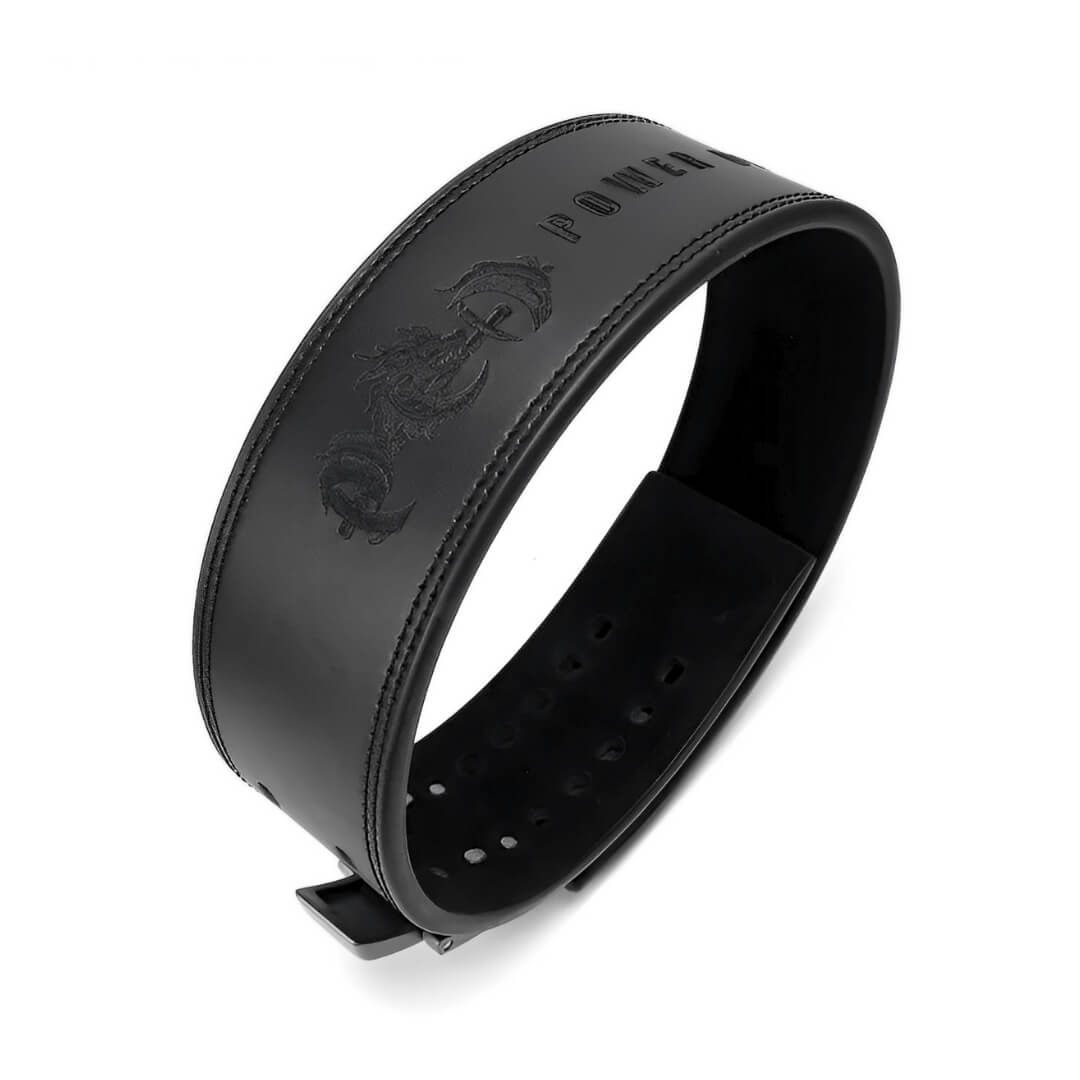 Onyx black leather weightlifting belt for powerlifting. USAPL Approved 10mm lever belt