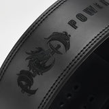 Close up of dark leather and stitching