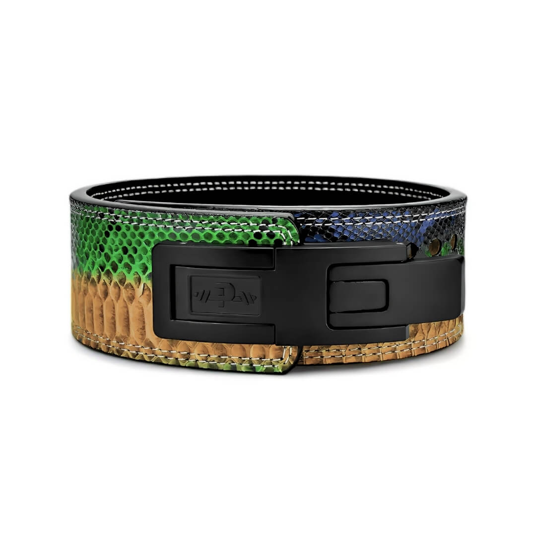Stripe 2 Lever Belt. Weightlifting belt with snake like scale offering a premium powerlifting gear