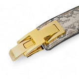 3rd image of Rattlesnake weightlifting belt | Snake skin lever belt with texture with a gold lever buckle.