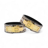 Rattlesnake weightlifting belts on display | Lever belt with texture with a gold lever buckle