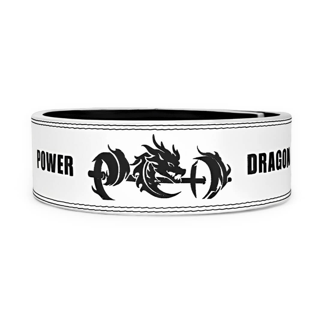 Main image for white leather weightlifting belt for powerlifting. USAPL Approved 10mm lever belt