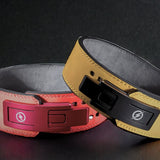 Close up of Thunderbolt Lever Belt. Leather weightlifting belt for powerlifting