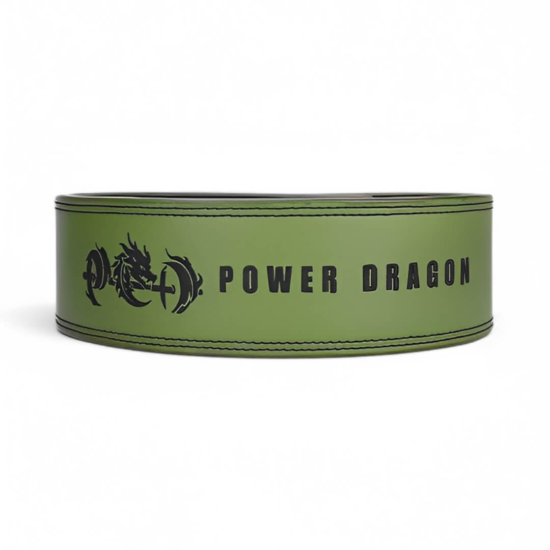 Main image for green leather weightlifting belt for powerlifting. USAPL Approved 10mm lever belt