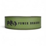 Main image for green leather weightlifting belt for powerlifting. USAPL Approved 10mm lever belt
