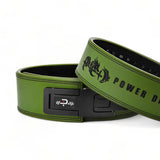 Close up of Wyvern leather weightlifting belt for powerlifting. USAPL Approved 10mm lever belt