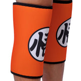 7mm DBZ anime knee sleeves with a black and white symbol on a white background