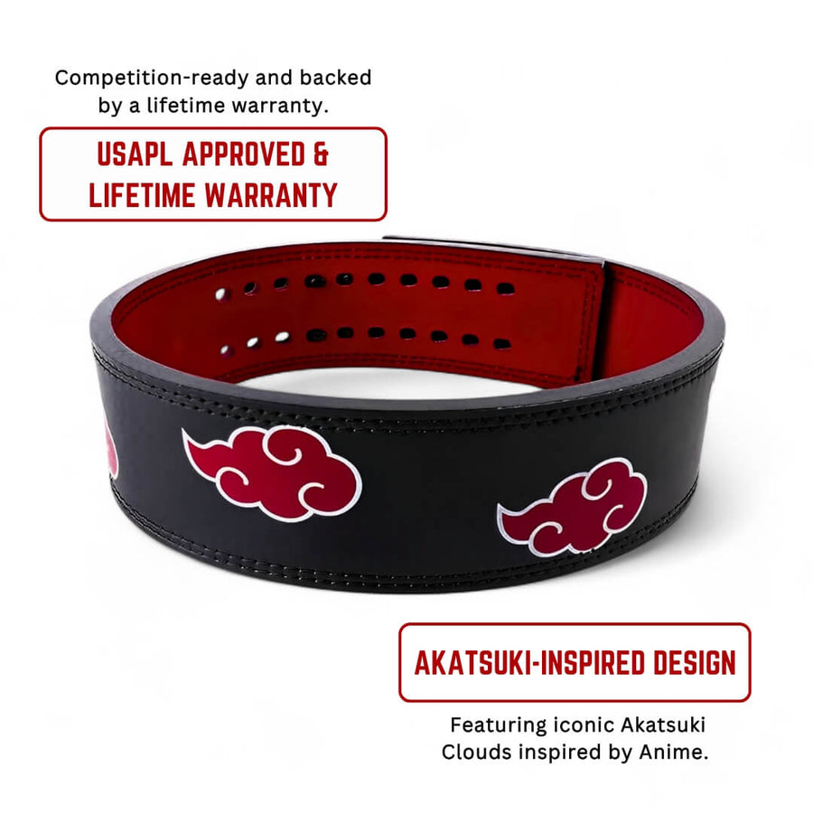 Showcasing Akatsuki lifting belt | Vibrant Akatsuki clouds adds personlisation