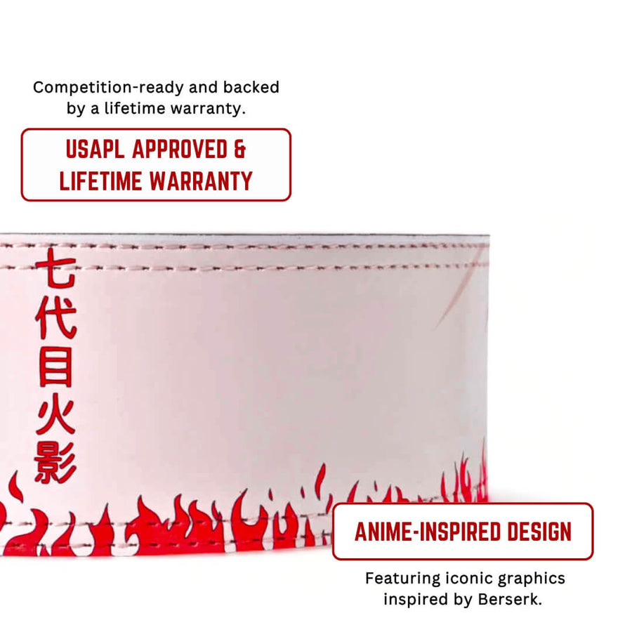 Showcasing Hokage lifting belt | Vibrant Hokage flames adds personlisation
