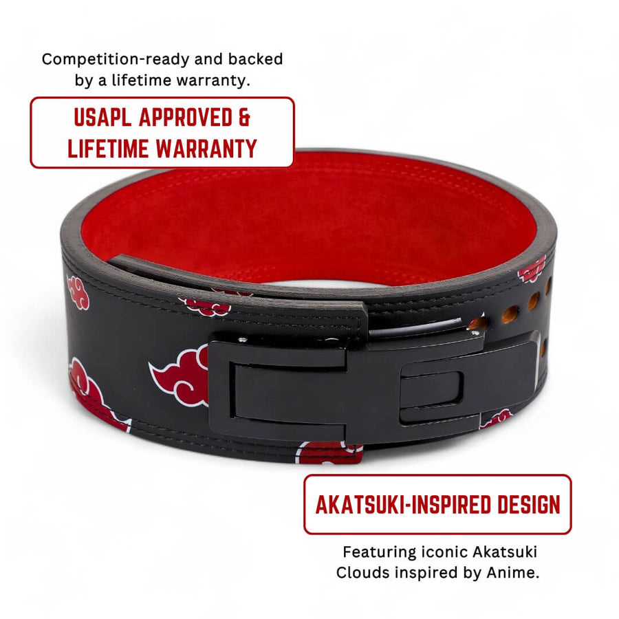 Showcasing Akatsuki lifting belt | Vibrant Akatsuki clouds adds personlisation