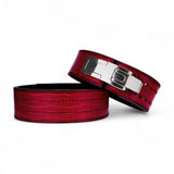 Chrome lever buckle. Burgundy leather weightlifting belt. USAPL approved lever belt for powerlifting.