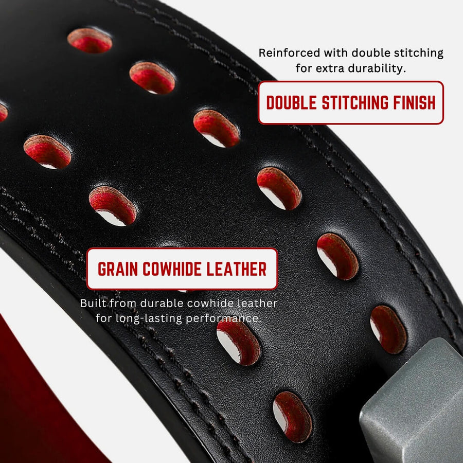 Showcasing StealthPRO lifting belt | Weightlifting belt made out of cowhide leather with double stitching finish for heavy duty training sessions