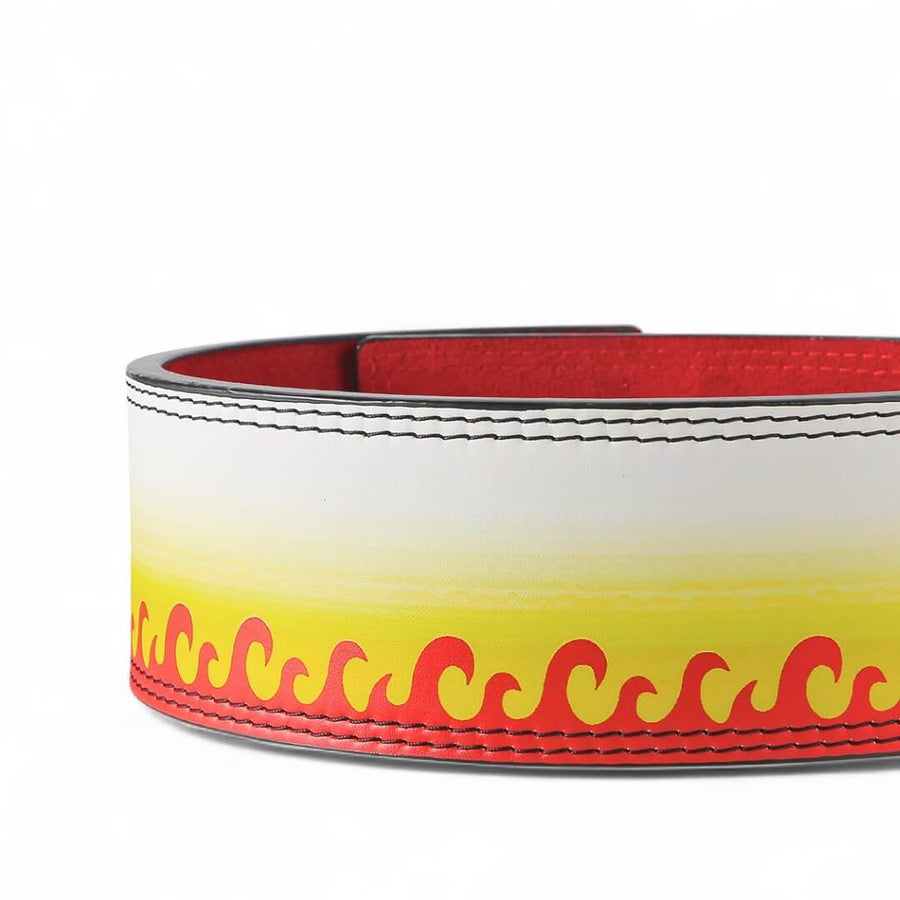 Close up for Flame Hashira Anime Lever Belt | Demon Slayer Powerlifting Belt