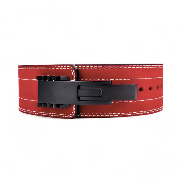 Main image for red suede pioneer lever belt. USAPL Approved for powerlifting