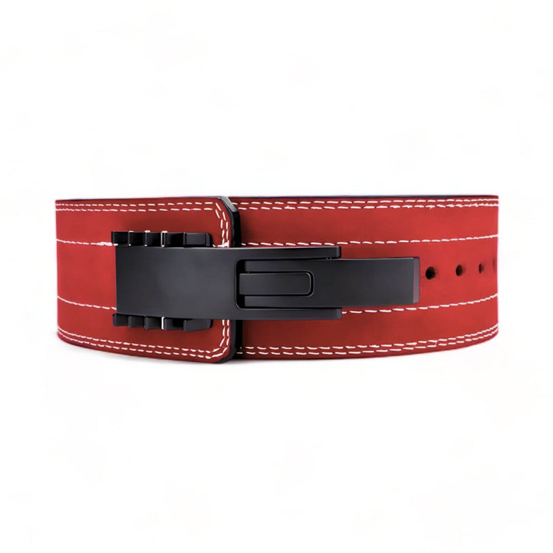 Main image for red suede pioneer lever belt. USAPL Approved for powerlifting