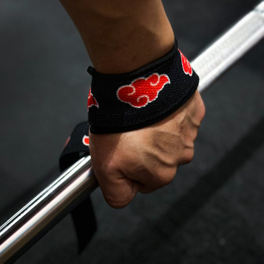 Anime lifting straps | Showcasing akatsuki lifting straps for wrist support during weight training