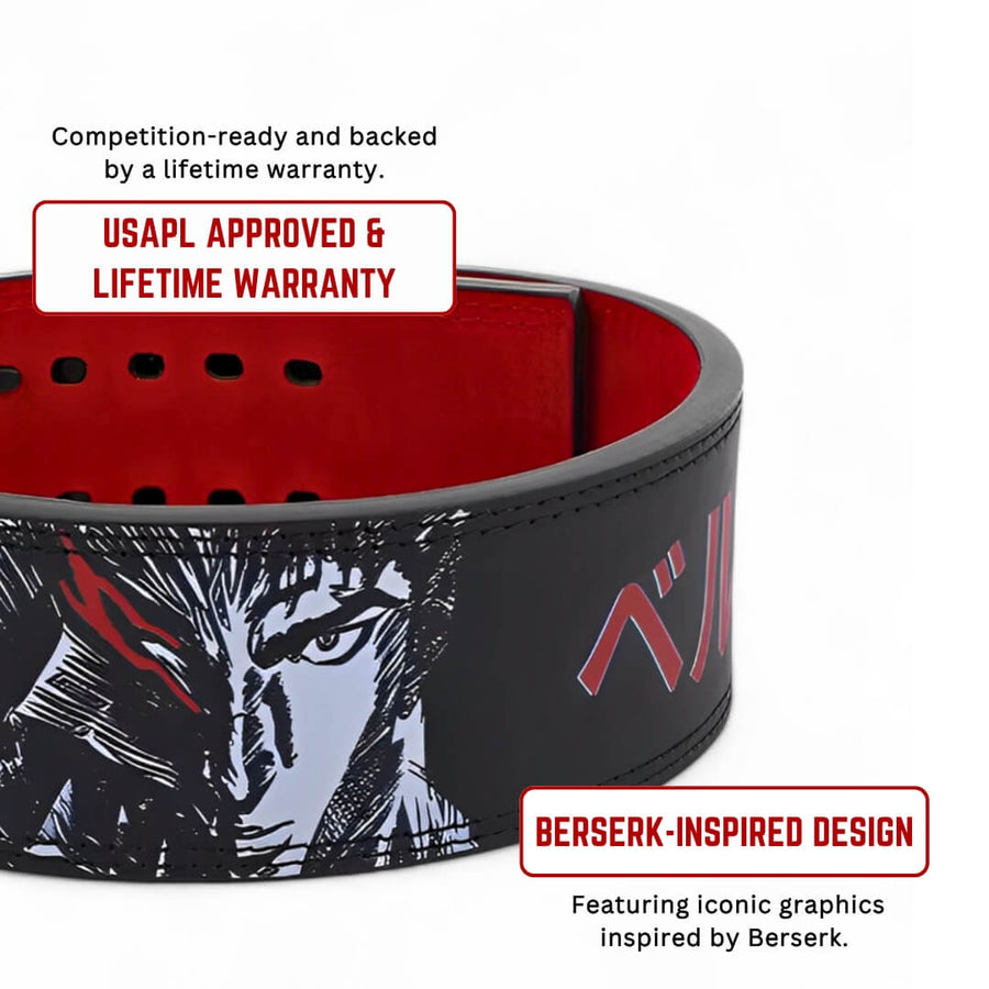 Showcasing Berserk lifting belt | Anime lifting belt design inspired by Berserk and ready for competition such as USAPL, USPA federations