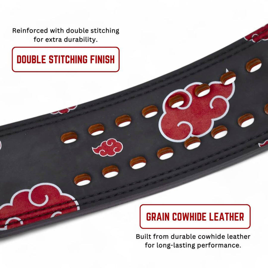 Showcasing Akatsuki lifting belt | Anime lifting belt with leather with double stitching