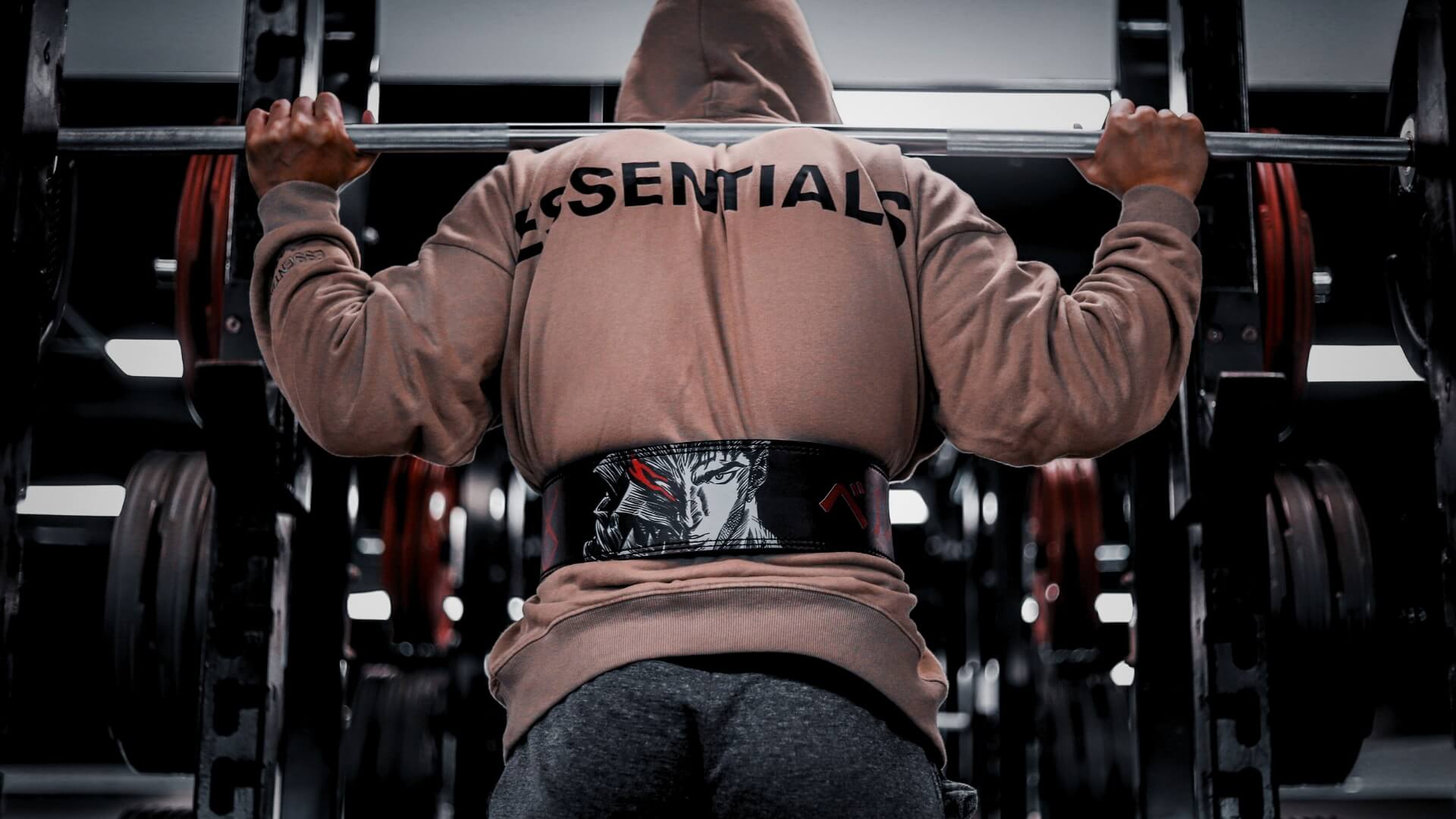  Powerlifter with Berserk Lifting Belt On Display | Desktop banner for Akinci Strength showcasing anime weightlifting belt