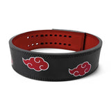 5th image of Anime Powerlifting Belt with red cloud designs, durable leather, and secure buckle, perfect for weightlifting and strength training.