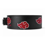 3rd image of Akatsuki Lever Belt. Anime Powerlifting Belt with red cloud designs, durable leather, and secure buckle, perfect for weightlifting and strength training.