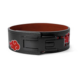 2nd image of Akatsuki Lever Belt. Anime Weightlifting Belt with red cloud designs, durable leather, and secure buckle, perfect for weightlifting and strength training.