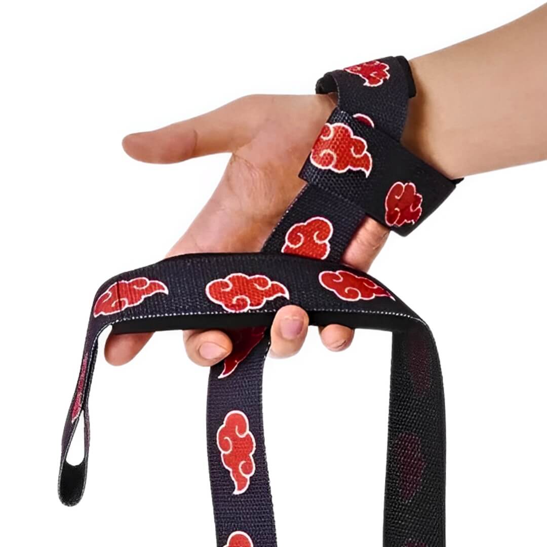 Showcasing Powerlifting Lifting Straps. Perfect for anime gym fans, these durable, stylish straps provide wrist stability and protection during weightlifting, powerlifting, and strength training.