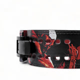 Close up on side view of attack on titan lever belt.
