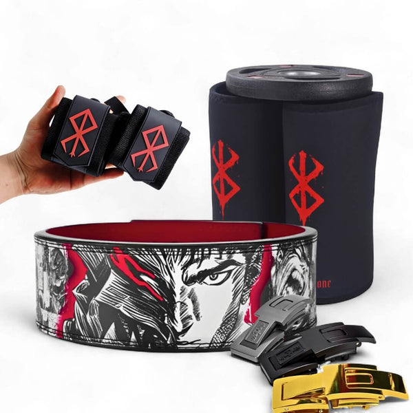 Complete Anime Powerlifting Bundle | Berserk lever belt | Anime Knee Sleeves | Berserk wrist wraps