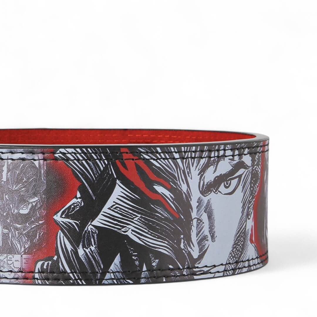 Close up view of Berserk powerlifting belt from the back