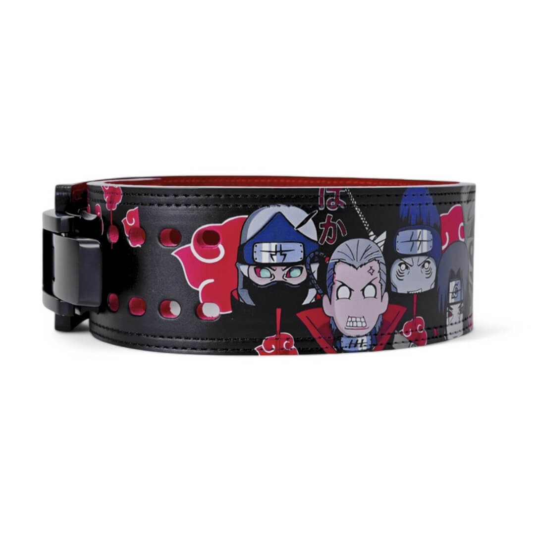 Side image for Akatsuki lifting belt inspired by Naruto. Anime weightlifting belt for powerlifting