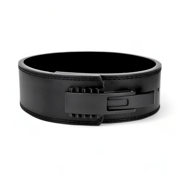 10mm pioneer lever belt with black lever buckle. USAPL Approved leather weightlifting belt for powerlifting
