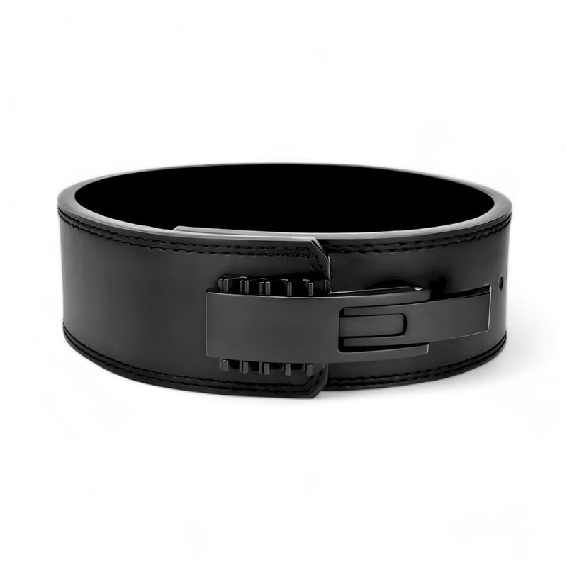 10mm pioneer lever belt with black lever buckle. USAPL Approved leather weightlifting belt for powerlifting